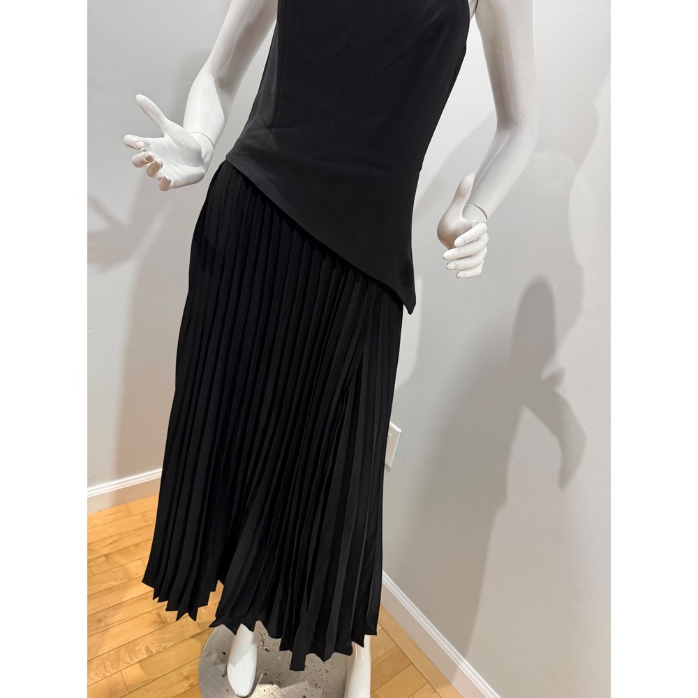 Commense Solid Pleated Strapless Split Dress Blac… - image 5